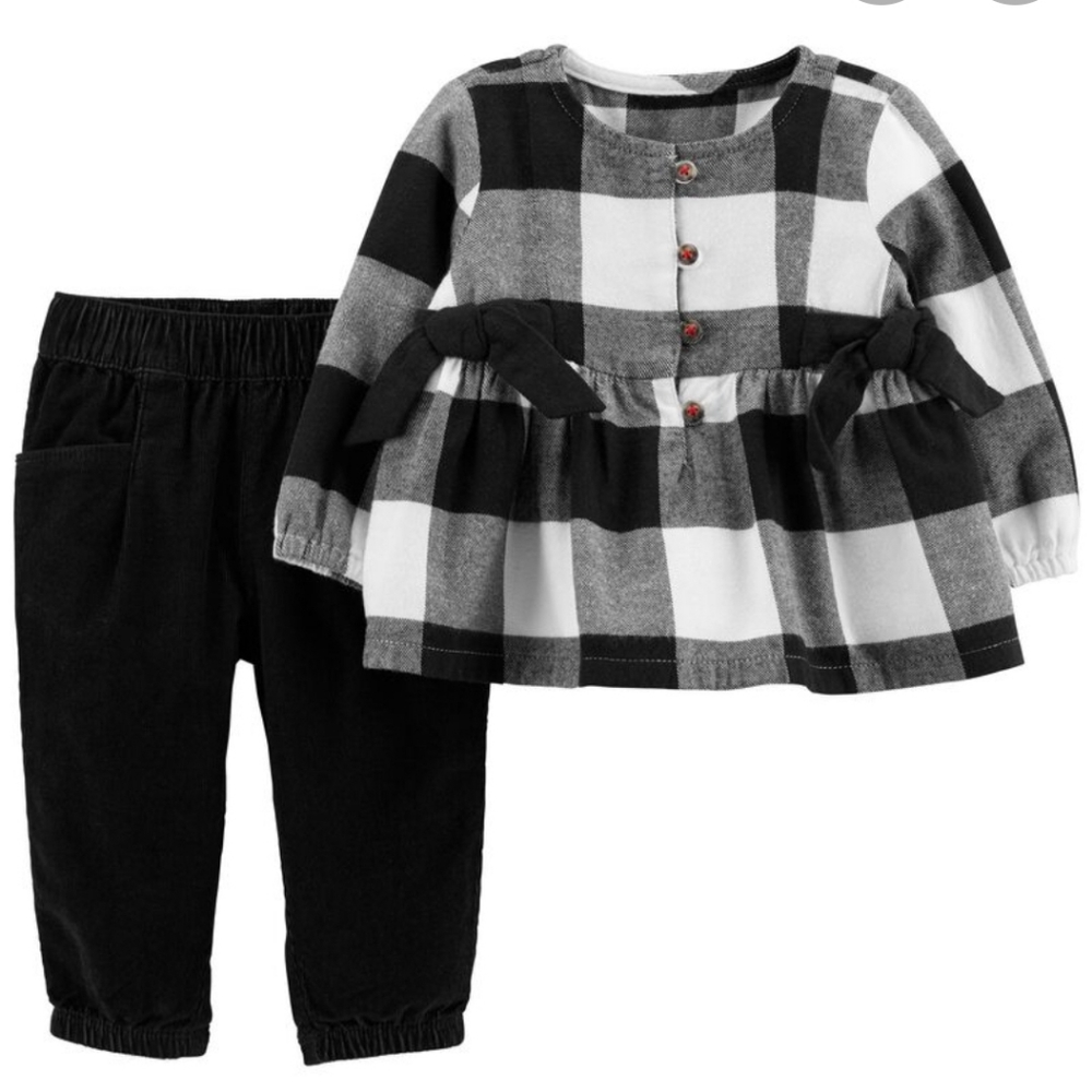Carter's Baby Girl Toddler 2-Piece Plaid Top & Corduroy Pant Set
